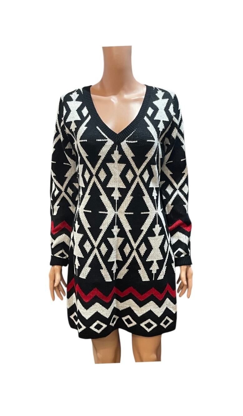 Rhapsody Vintage Mini Sweater Dress V-Neck Long sleeve XL